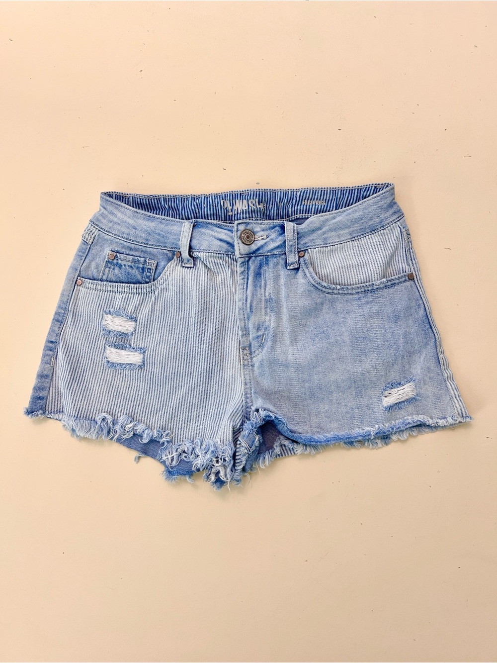 Rewash Women’s Size 5/27 Two-Tone Distressed Denim Cutoff Shorts High Rise Y2K